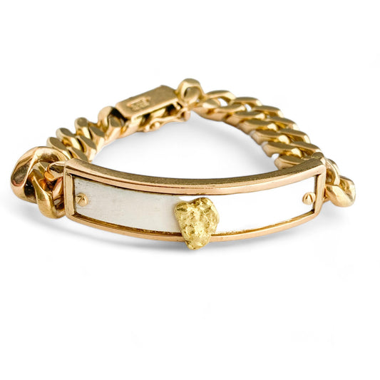 Golden Nugget Cuban Chain Bracelet in 18k Yellow Gold 90.3g.