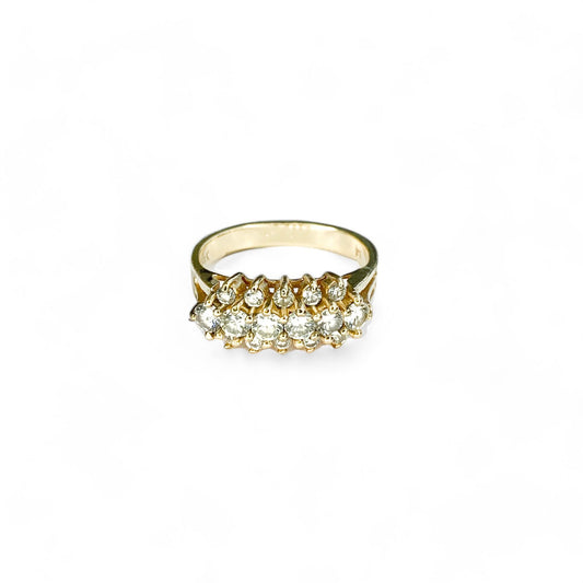 0.96 cttw. White Diamond Cluster Ring In 14K Yellow Gold 6US