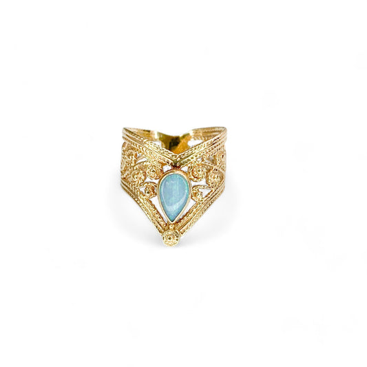 Vintage 14K Yellow Gold Opal Ring 6.5 US