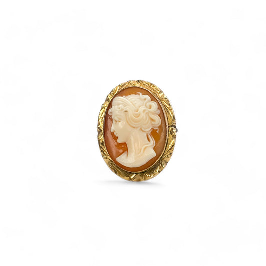 18k Yellow Gold Vintage Cameo Ring 3.25US