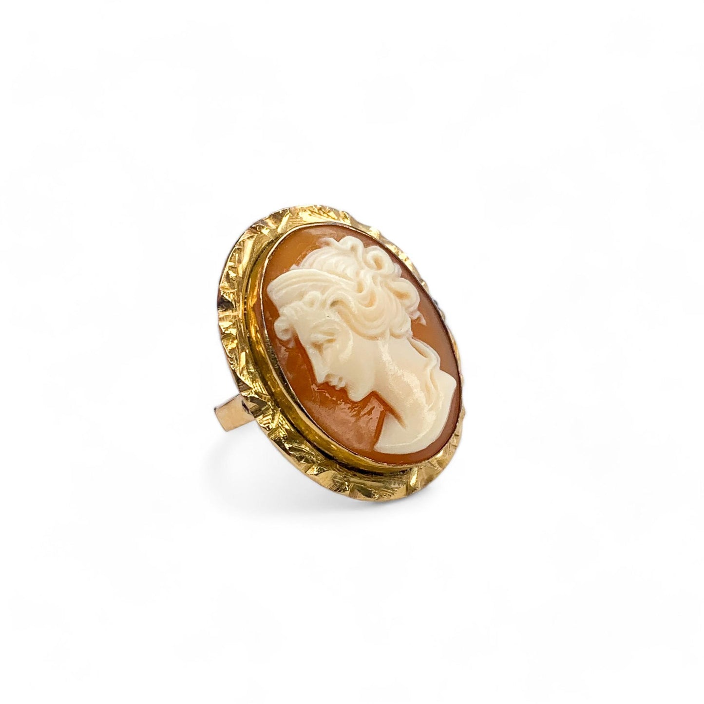 18k Yellow Gold Vintage Cameo Ring 3.25US