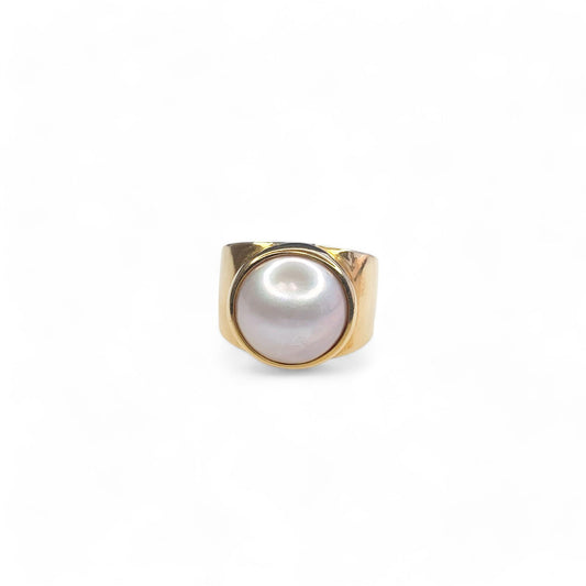 14k Yellow Gold Mabe Pearl Ring 5.25US