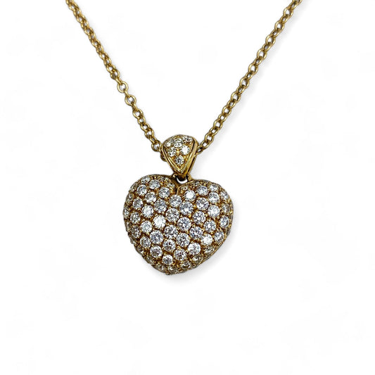 2.54 cttw. White Diamond Heart Shape 14k Yellow Gold Necklace