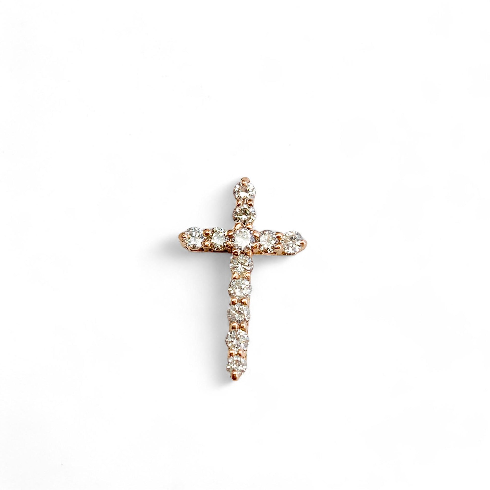 0.36 cttw. White Diamond Cross Pendant in 14k Rose Gold