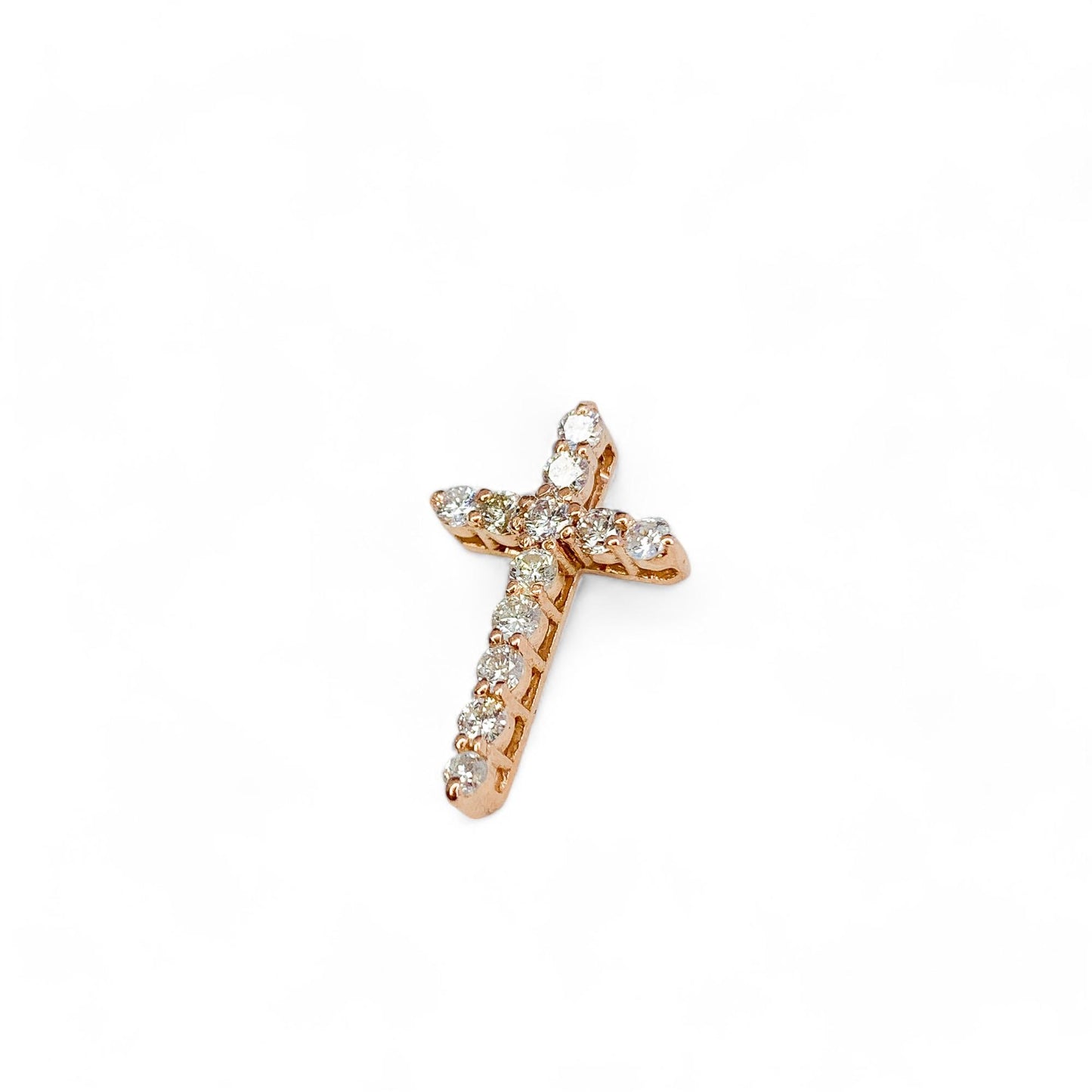 0.36 cttw. White Diamond Cross Pendant in 14k Rose Gold