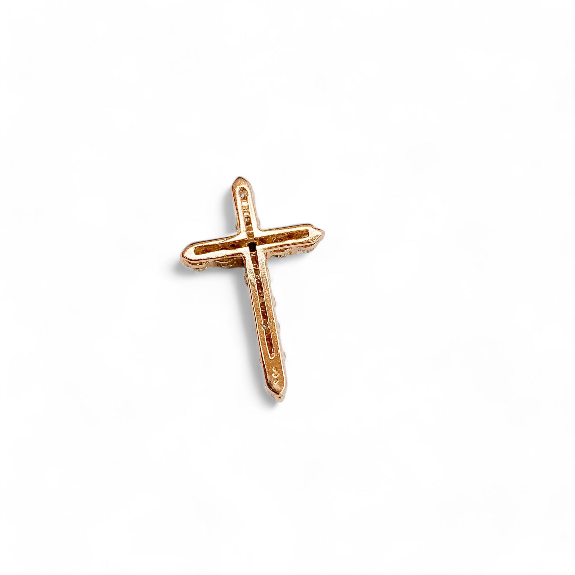 0.36 cttw. White Diamond Cross Pendant in 14k Rose Gold