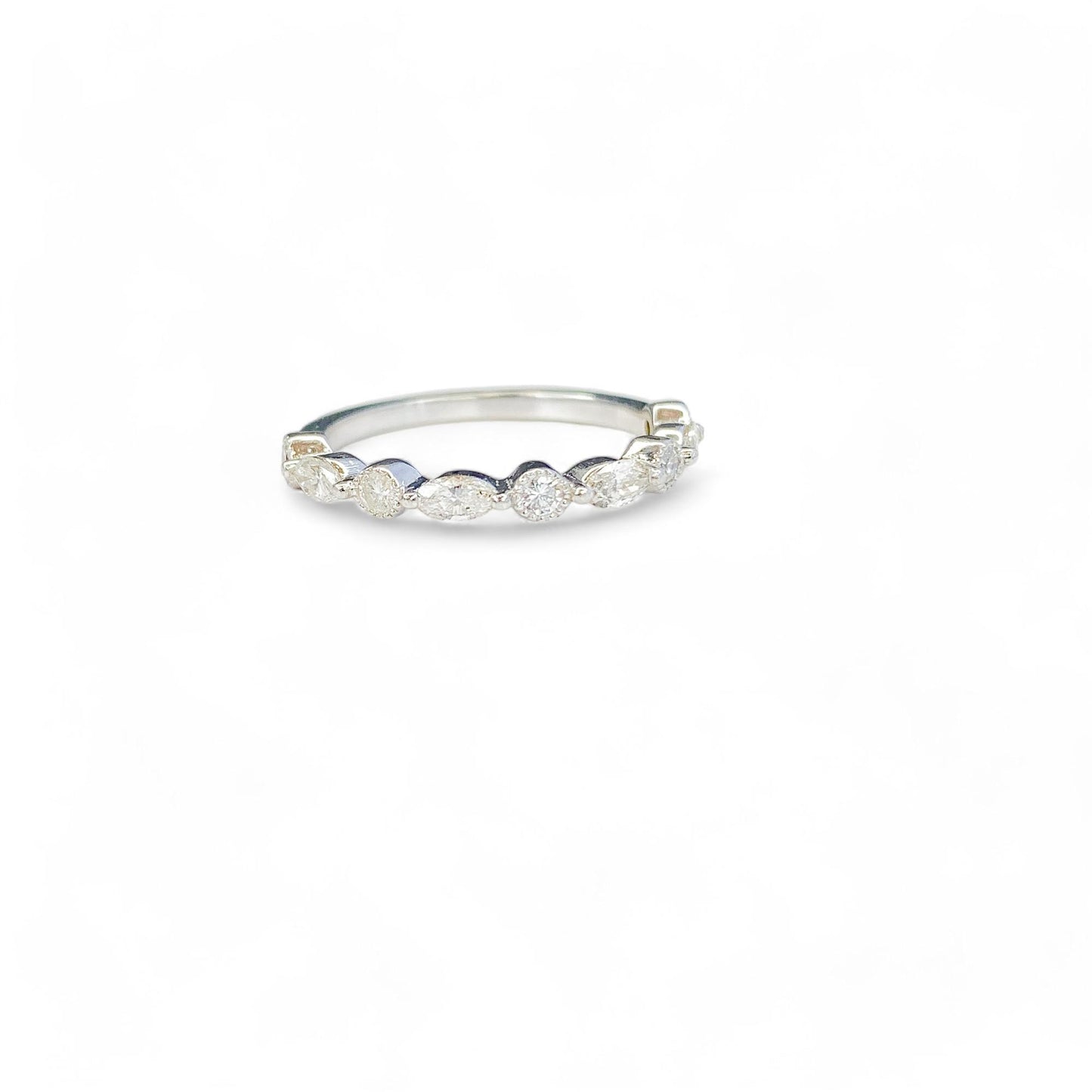 0.27 cttw. White Diamond Half-Way Band Ring in 14k White Gold 6US