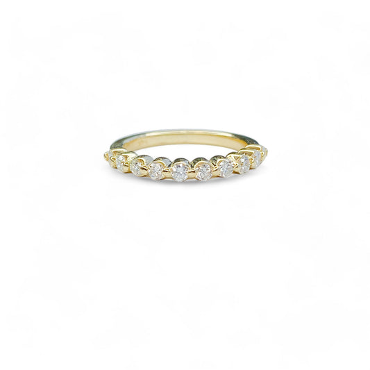 0.60 cttw. Half Band White Diamond Ring in 14k Yellow Gold 6.5 US