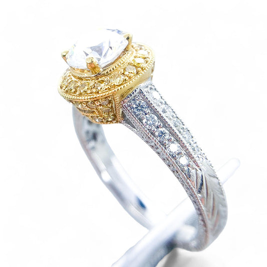 0.47 cttw Diamond Semi-Mount Ring in 18K White & Yellow Gold 6.25 US 5.3g