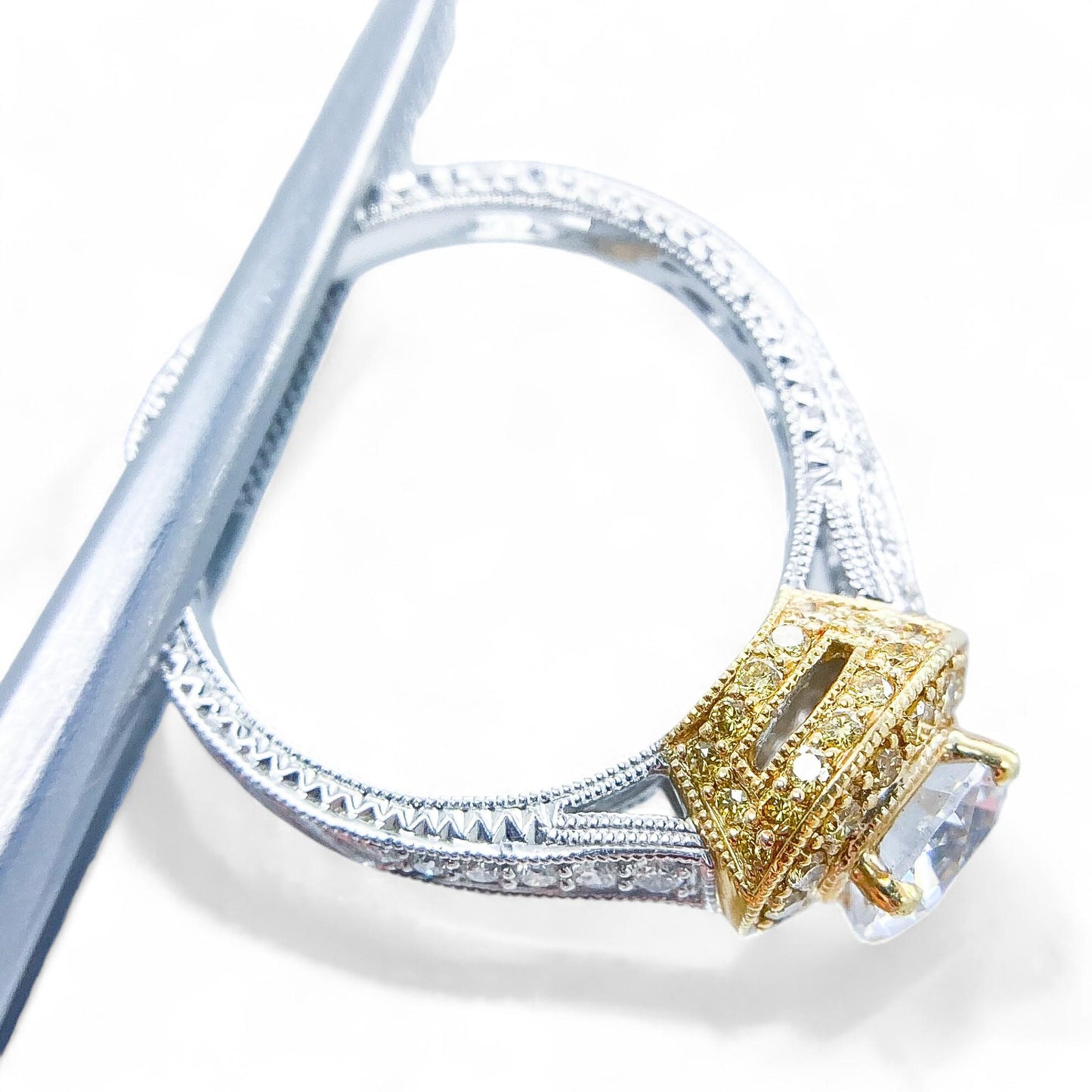 0.47 cttw Diamond Semi-Mount Ring in 18K White & Yellow Gold 6.25 US 5.3g