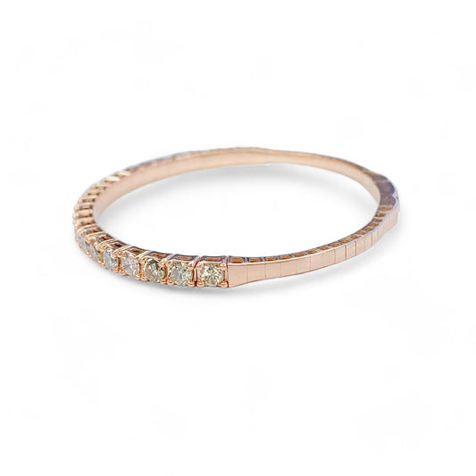 2.47 cttw. White Diamond HalfWay Flexible Bangle Bracelet in 14k Rose Gold