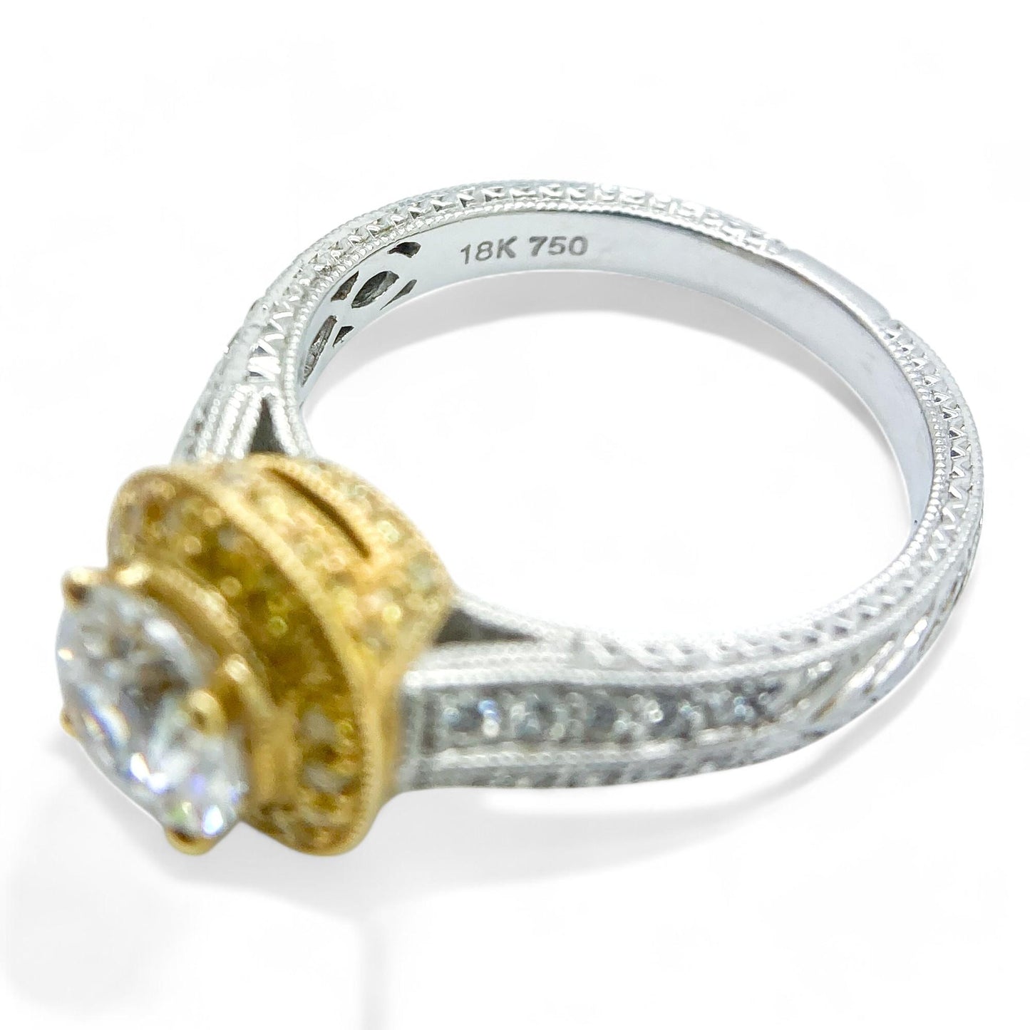 0.47 cttw Diamond Semi-Mount Ring in 18K White & Yellow Gold 6.25 US 5.3g