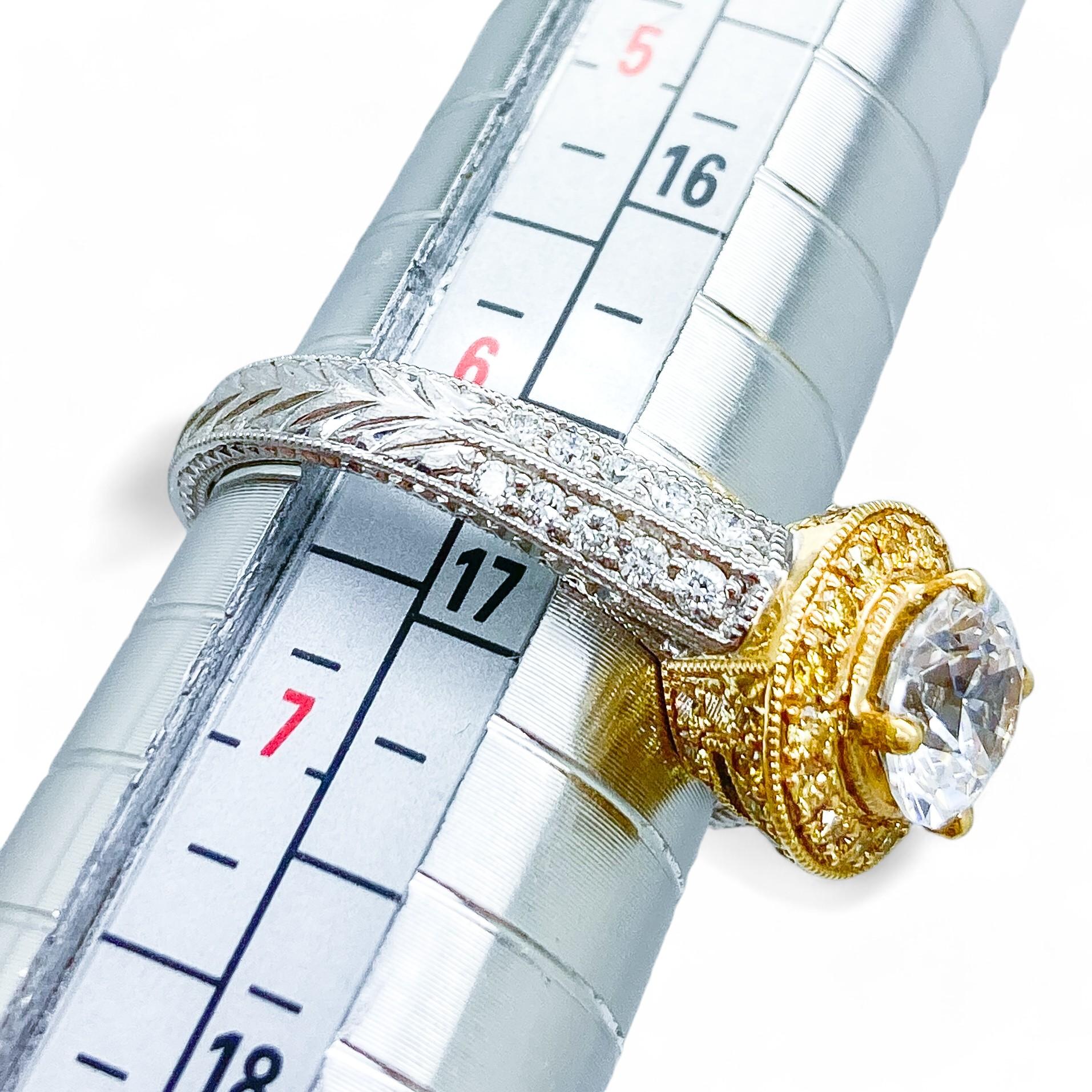 0.47 cttw Diamond Semi-Mount Ring in 18K White & Yellow Gold 6.25 US 5.3g