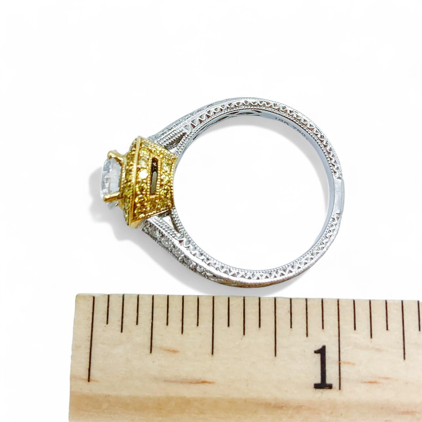 0.47 cttw Diamond Semi-Mount Ring in 18K White & Yellow Gold 6.25 US 5.3g