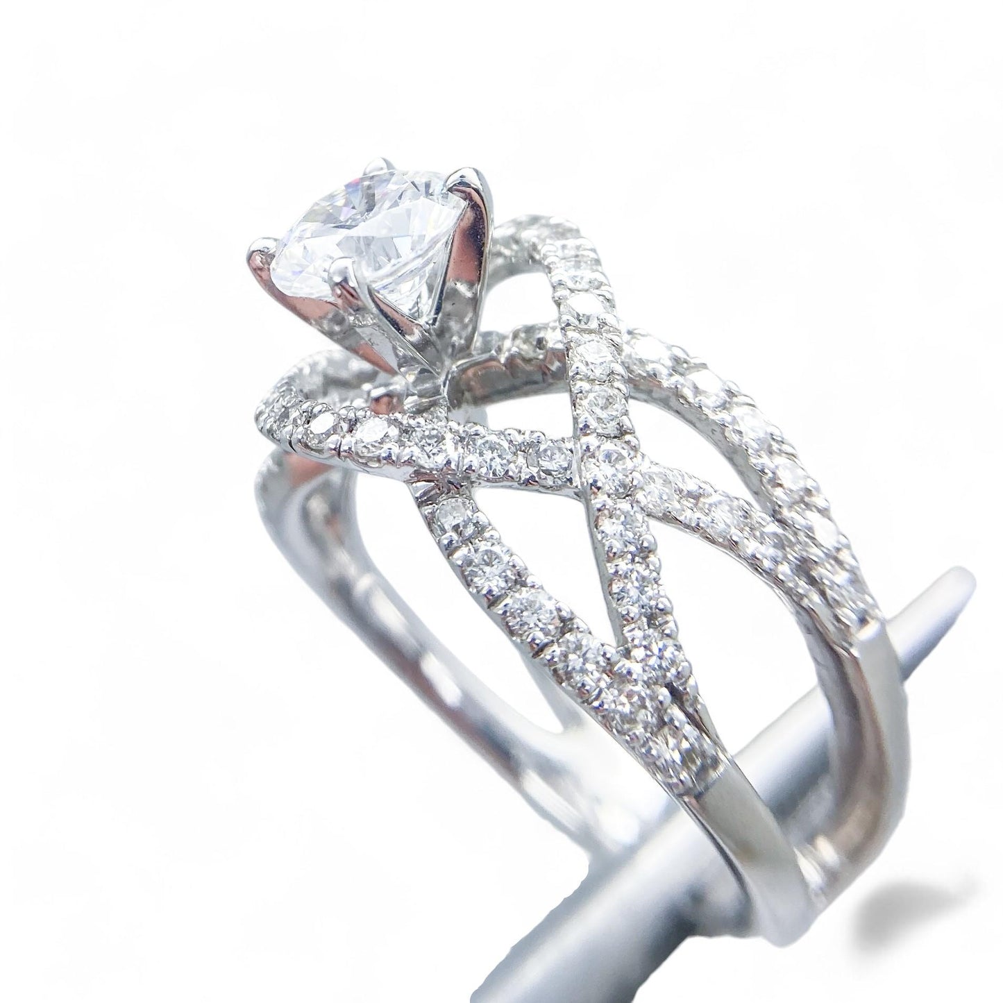 0.95 cttw White Diamond Semi-Mount Ring in 18K White Gold 6.25 US 6.7g