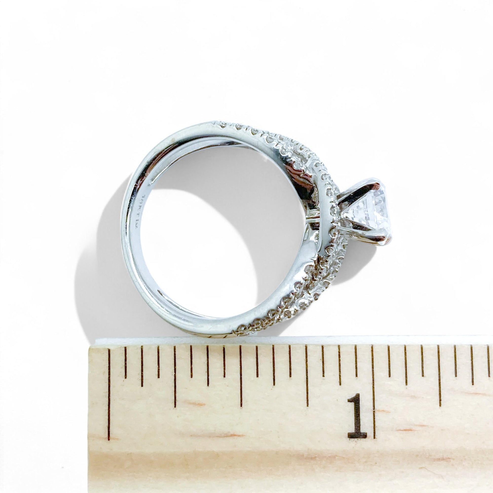 0.95 cttw White Diamond Semi-Mount Ring in 18K White Gold 6.25 US 6.7g