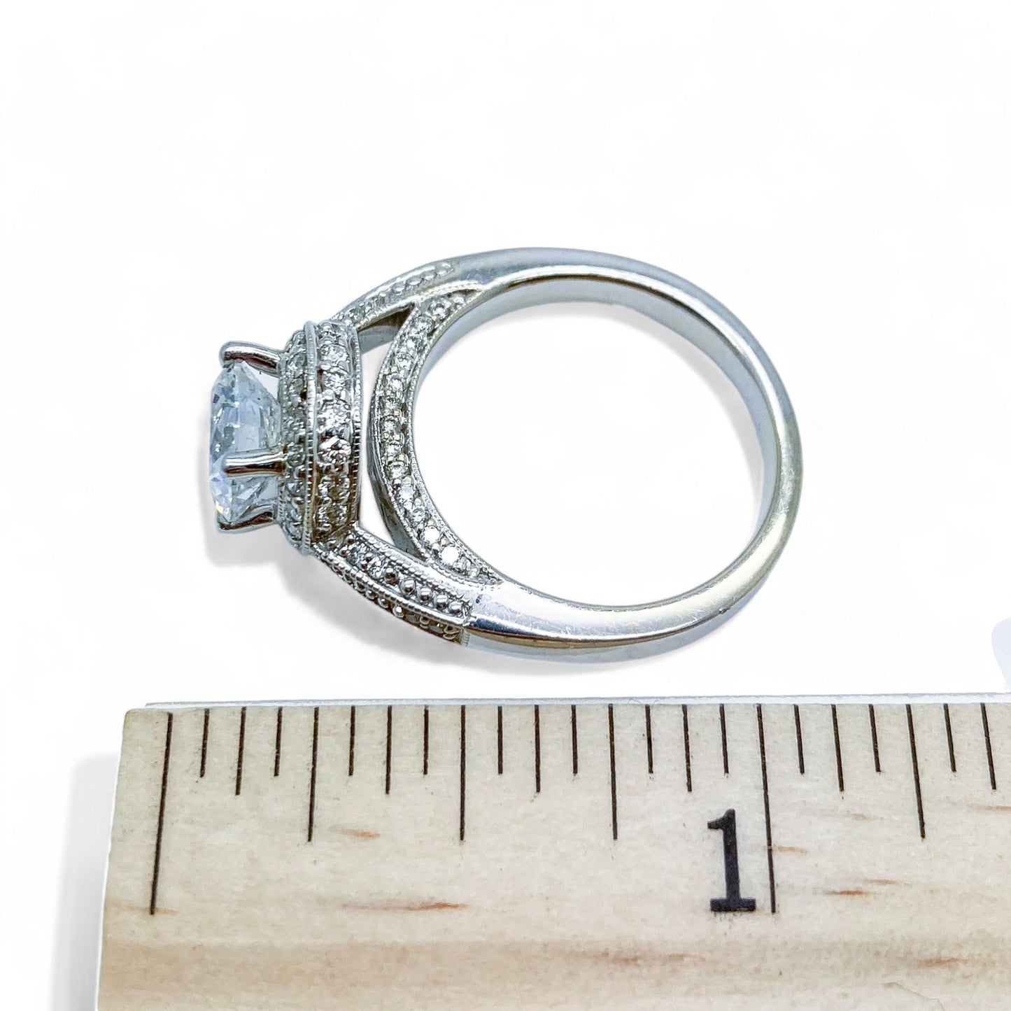 0.38 cttw White Diamond Semi-Mount Ring in 18K White Gold 6.25 US 7.5g