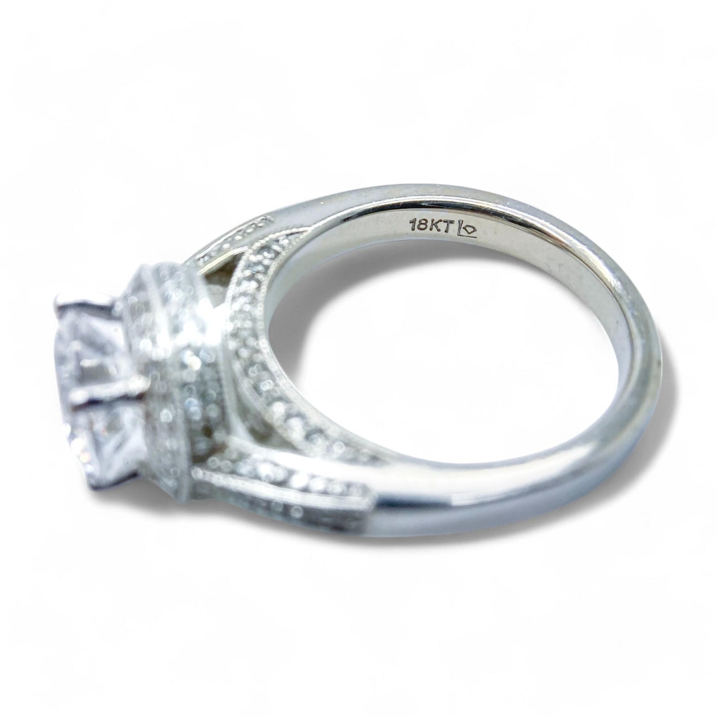 0.38 cttw White Diamond Semi-Mount Ring in 18K White Gold 6.25 US 7.5g