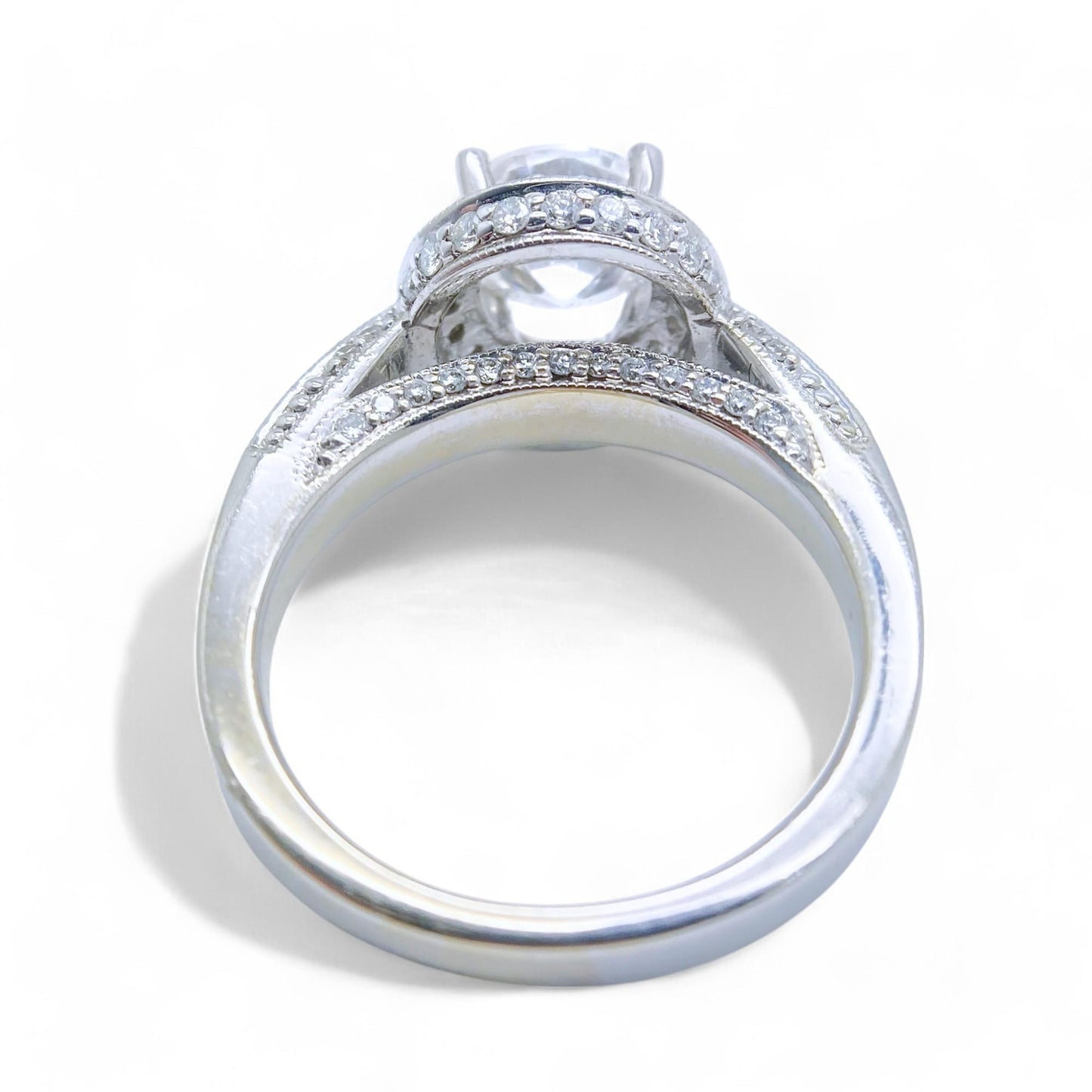 0.38 cttw White Diamond Semi-Mount Ring in 18K White Gold 6.25 US 7.5g