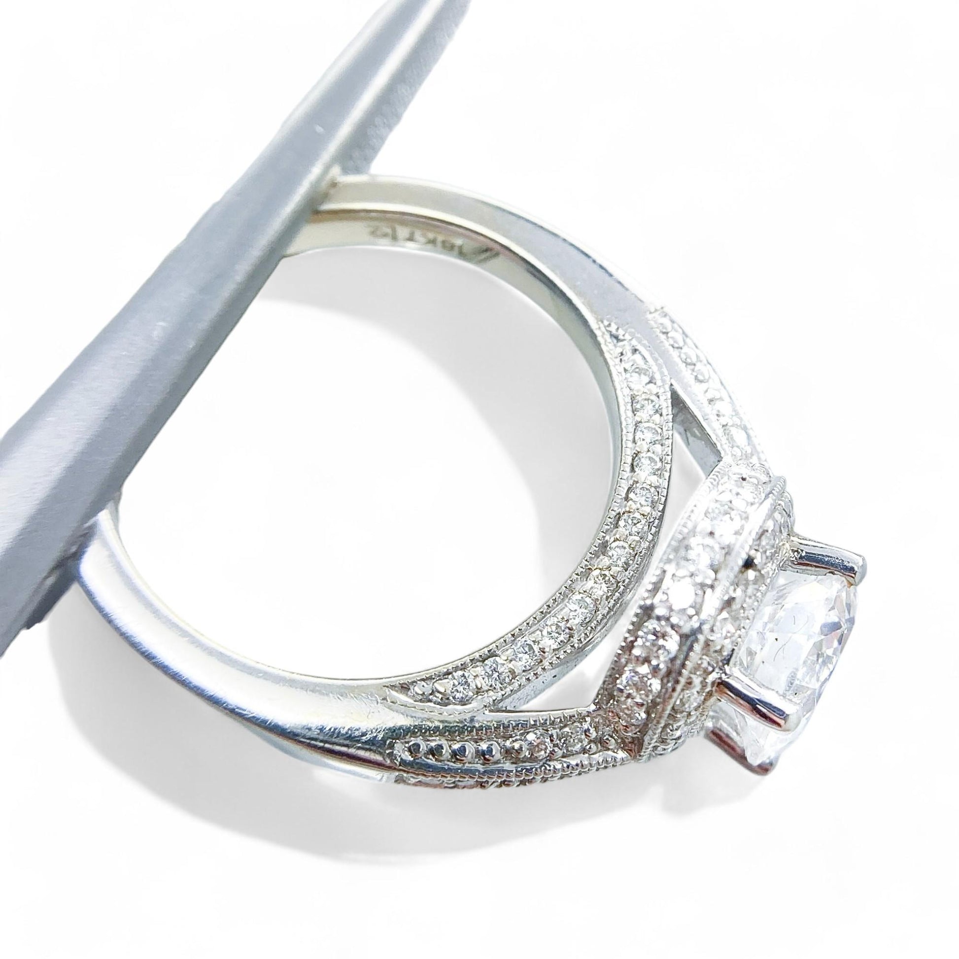 0.38 cttw White Diamond Semi-Mount Ring in 18K White Gold 6.25 US 7.5g