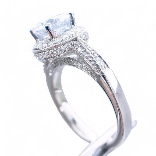 0.38 cttw White Diamond Semi-Mount Ring in 18K White Gold 6.25 US 7.5g