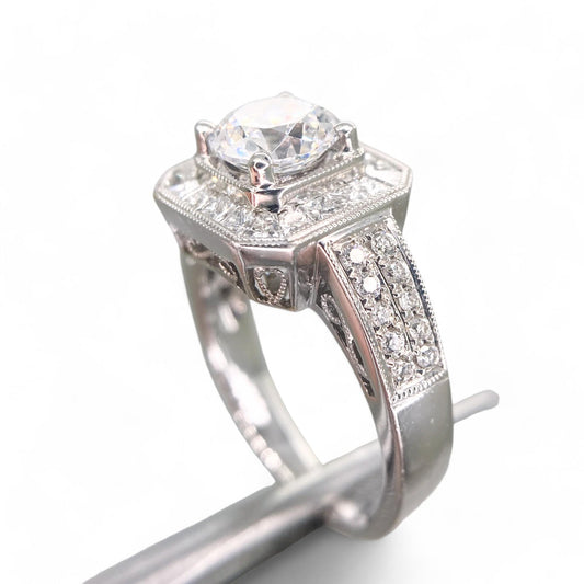 0.55 cttw White Diamond Semi-Mount Ring in 18K White Gold 6.25 US 7.2g