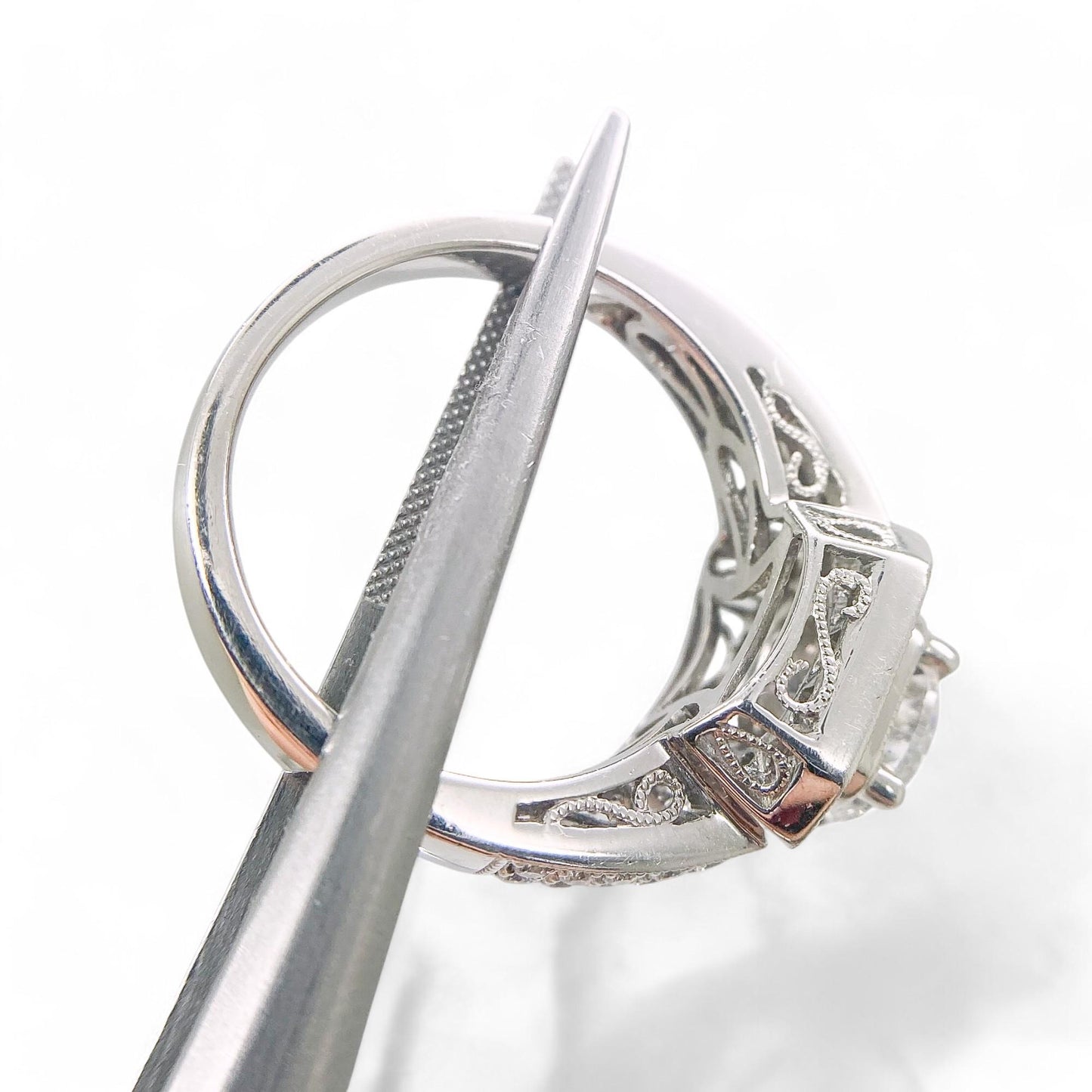 0.55 cttw White Diamond Semi-Mount Ring in 18K White Gold 6.25 US 7.2g