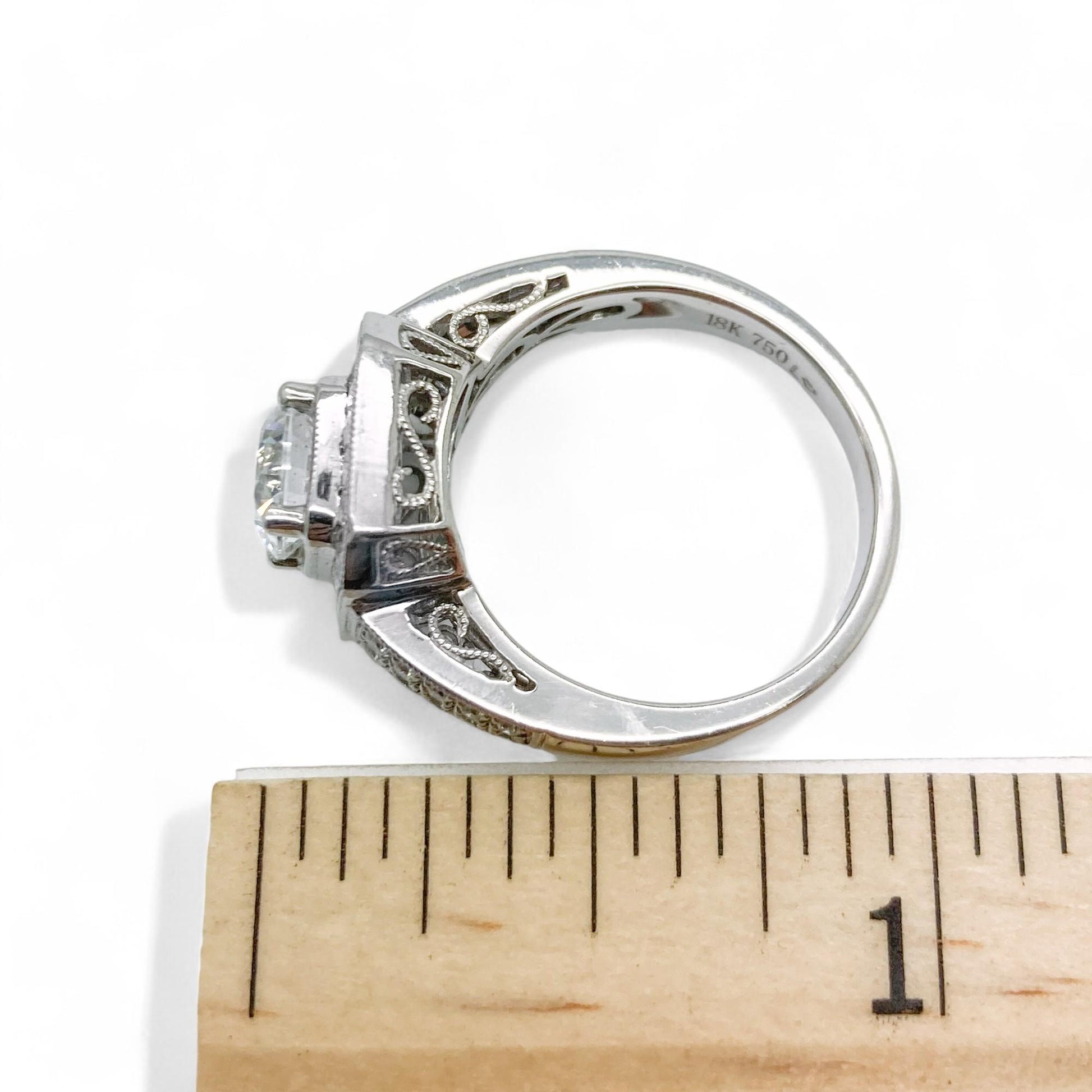 0.55 cttw White Diamond Semi-Mount Ring in 18K White Gold 6.25 US 7.2g