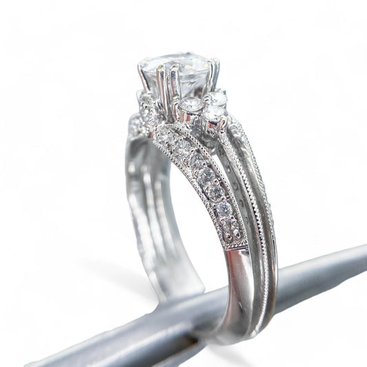 0.52 cttw White Diamond Semi-Mount Ring in 18K White Gold 6.25 US 6.2g