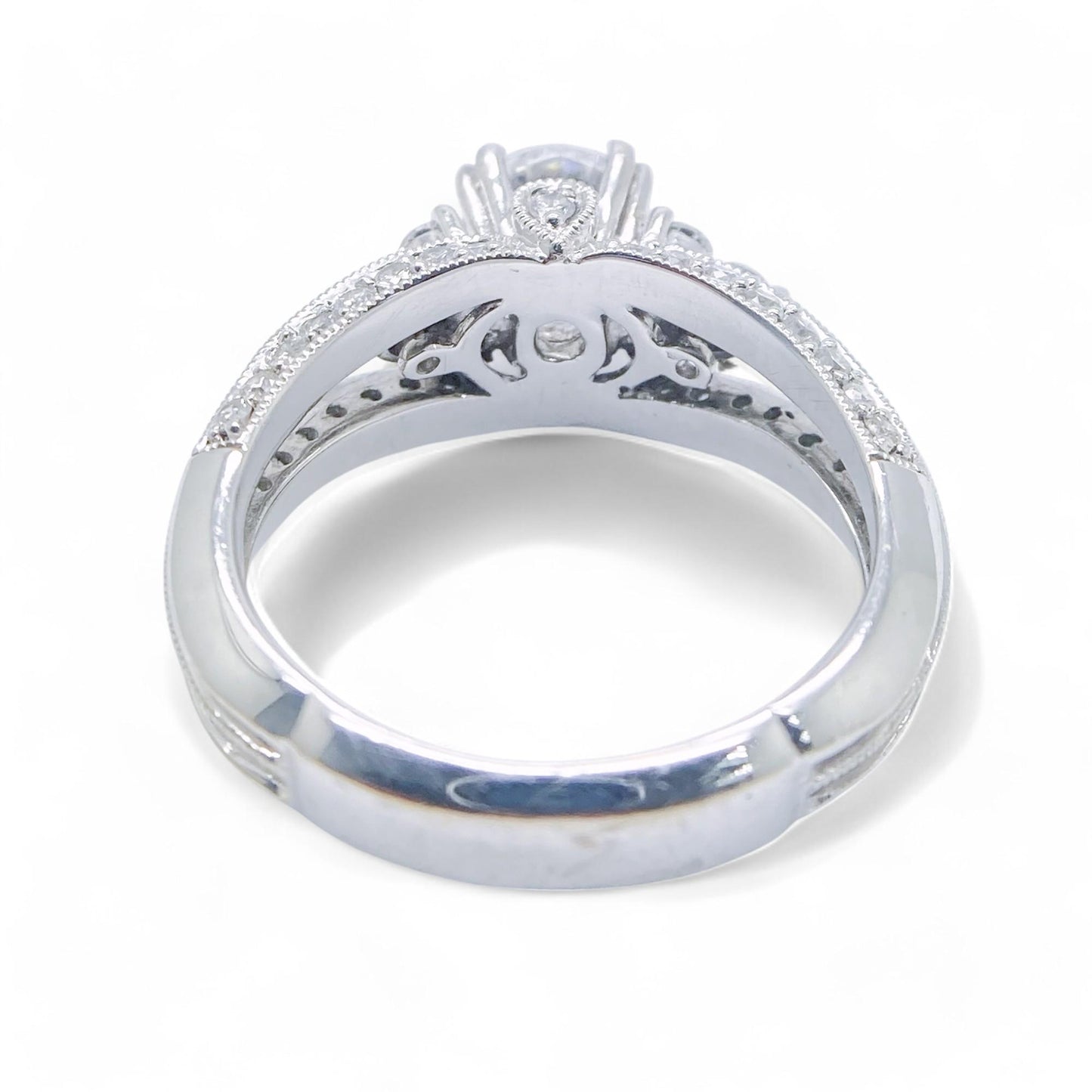 0.52 cttw White Diamond Semi-Mount Ring in 18K White Gold 6.25 US 6.2g