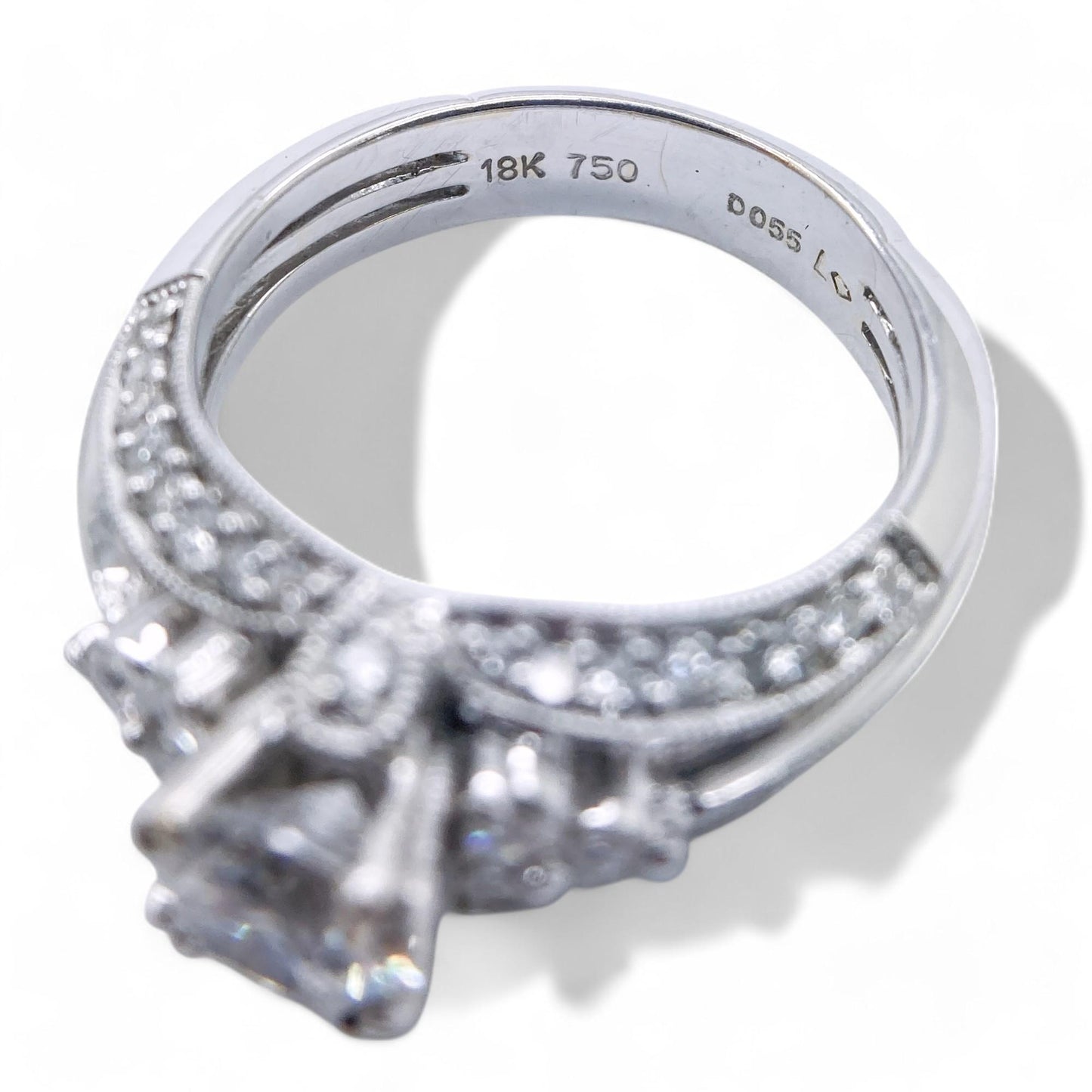 0.52 cttw White Diamond Semi-Mount Ring in 18K White Gold 6.25 US 6.2g