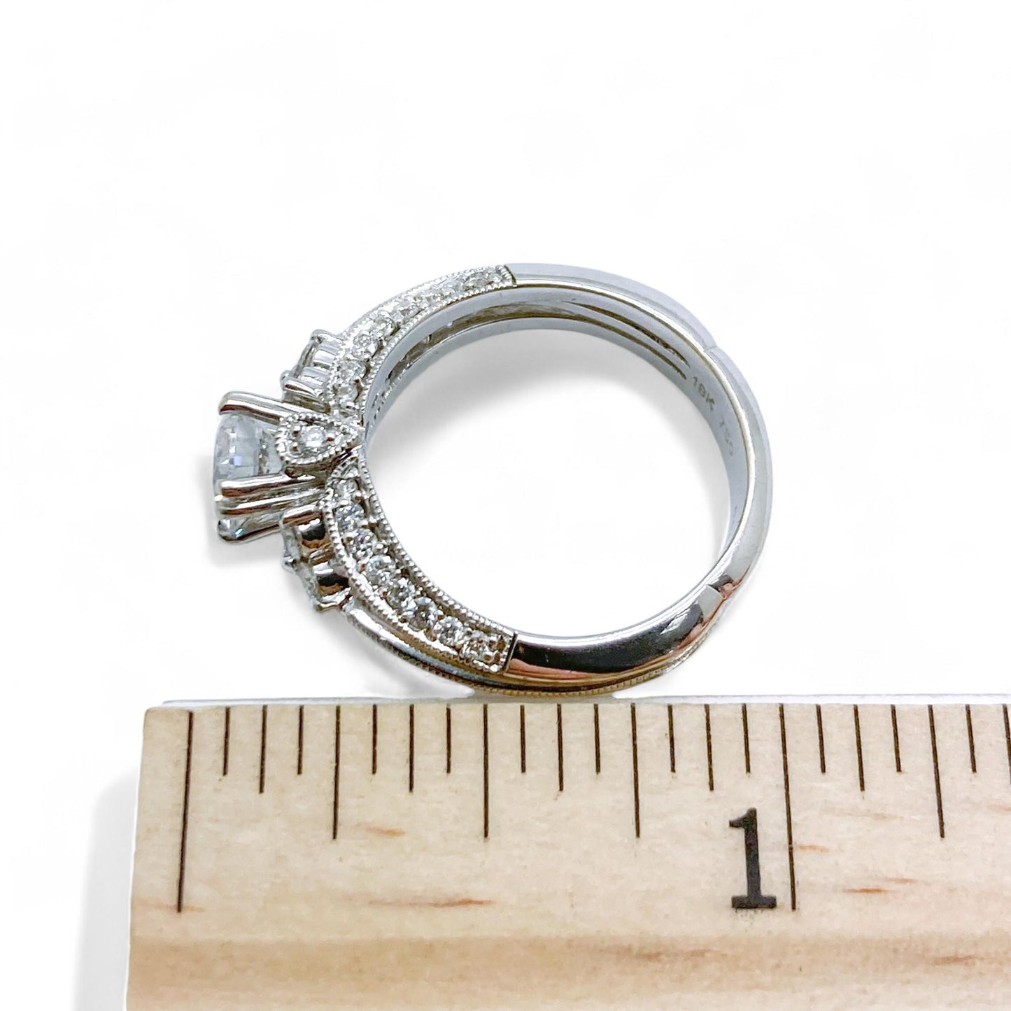 0.52 cttw White Diamond Semi-Mount Ring in 18K White Gold 6.25 US 6.2g