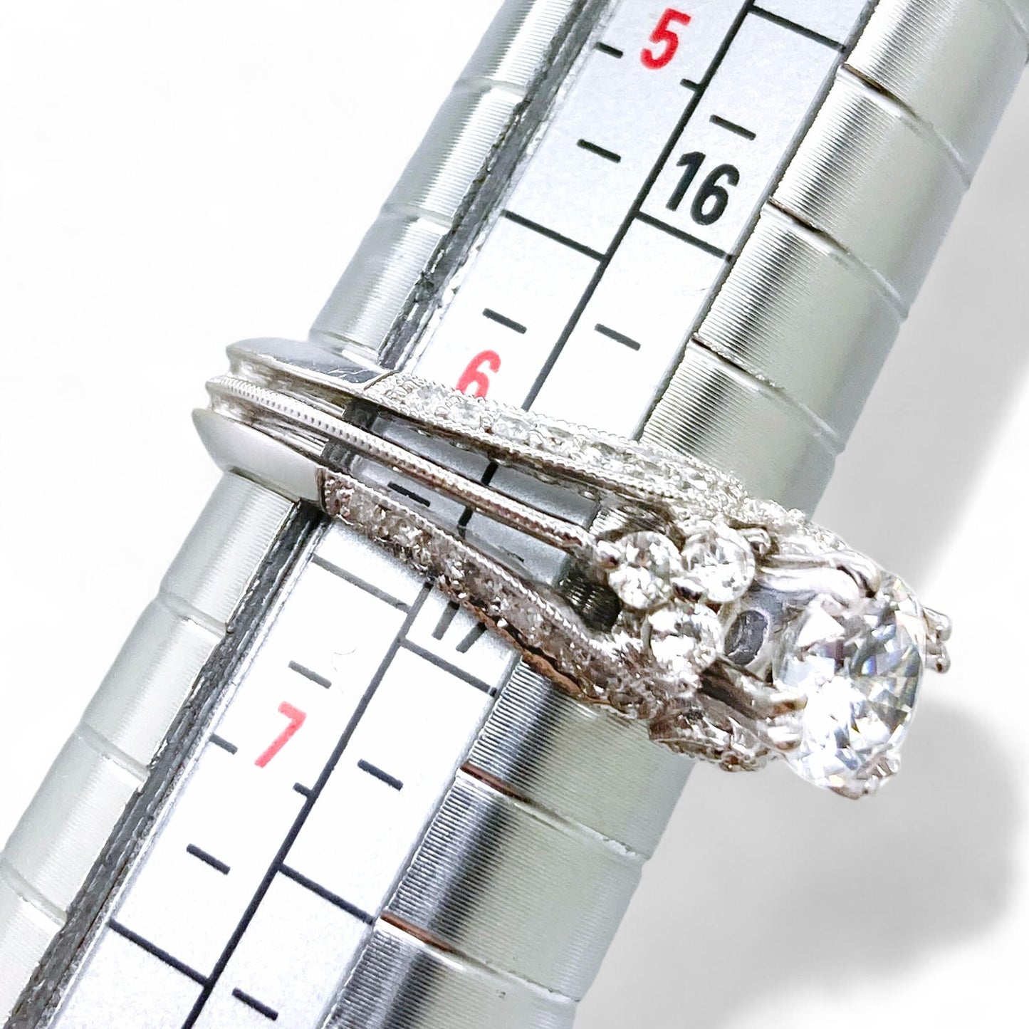 0.52 cttw White Diamond Semi-Mount Ring in 18K White Gold 6.25 US 6.2g