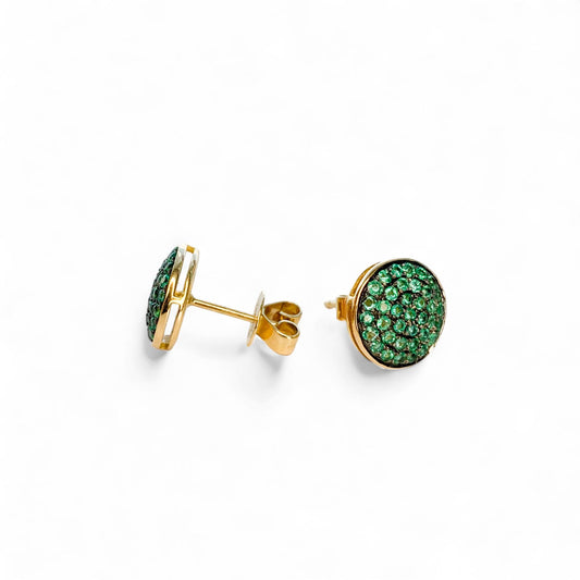 0.74 cttw Green Emerald Studs in 18k Yellow Gold