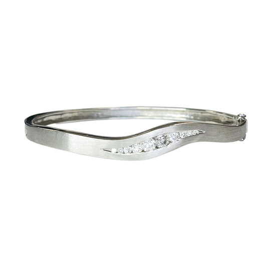 0.85 cttw White Diamonds Bangle Bracelet  in 14K  White Gold