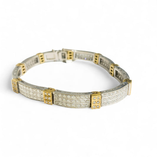 4.75 cttw White Diamonds Two Tone Bracelet in 14k Gold