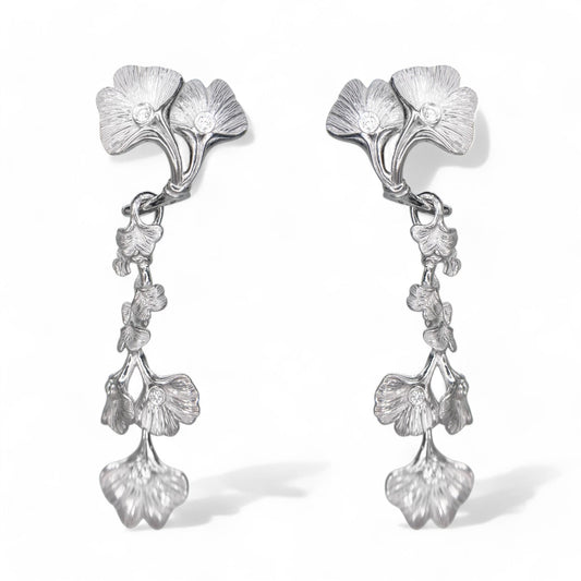 0.21 cttw Carrera y Carrera Dangling Diamond Earrings in 18K White Gold 13.5g