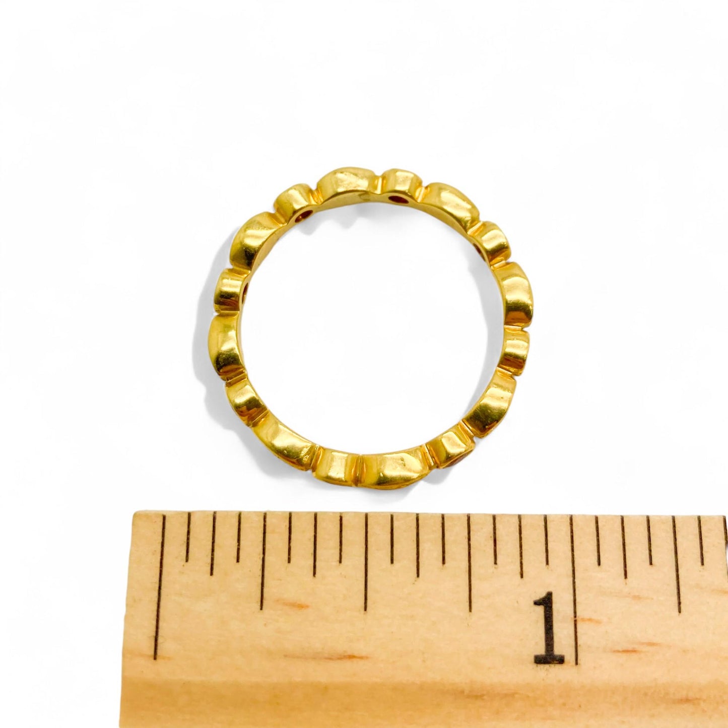 0.50 cttw Ruby & 0.25 cttw Diamond Eternity Ring in 18K Yellow Gold 7.5 US 3.0g