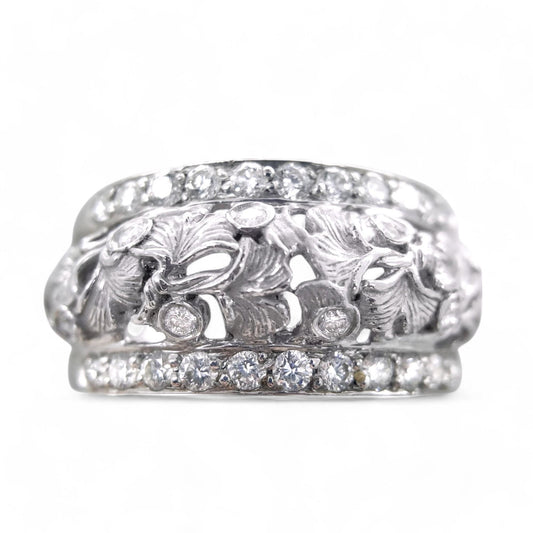 1.12 cttw White Diamond Carrera y Carrera Ring in 18K White Gold 6.26 US 7.7g