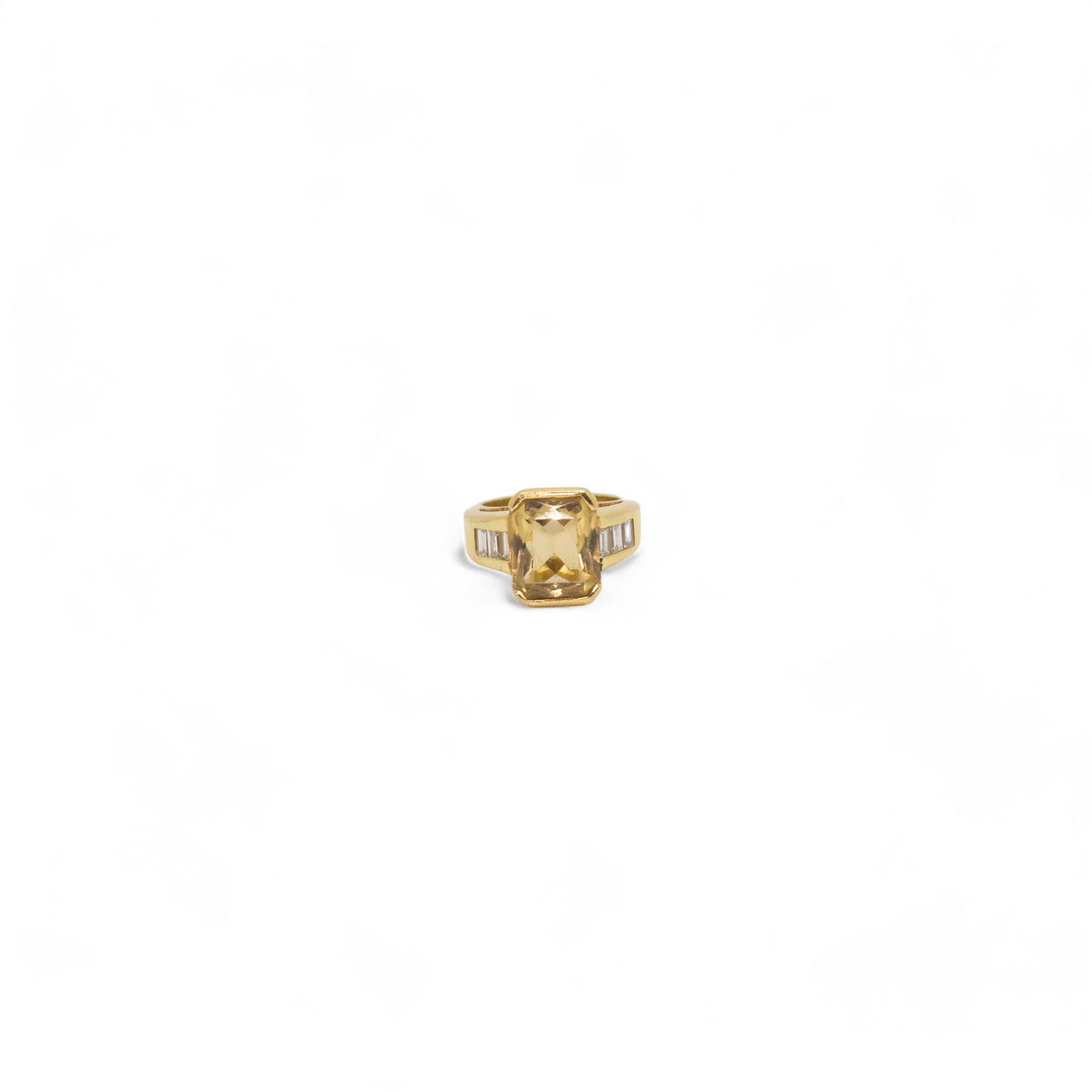 5 ct Citrine & White Diamonds Ring in 18k Yellow Gold 5US