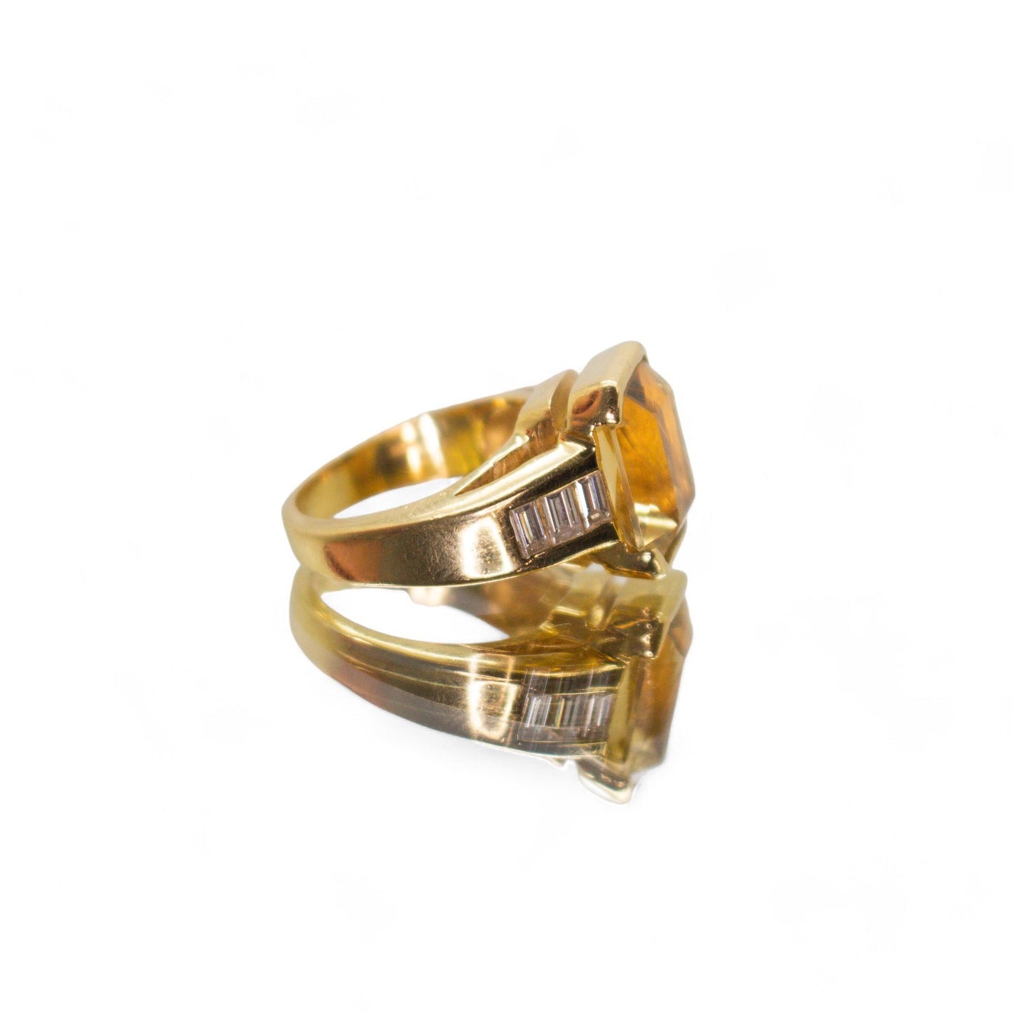 5 ct Citrine & White Diamonds Ring in 18k Yellow Gold 5US