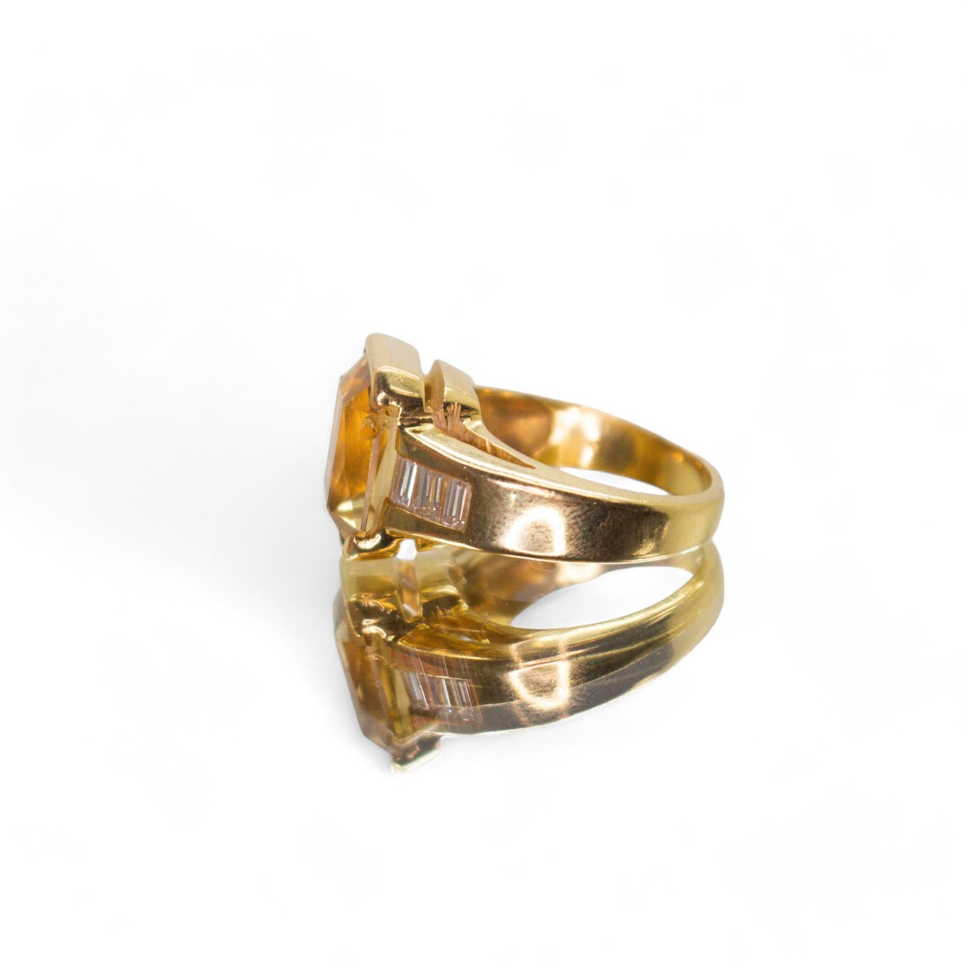 5 ct Citrine & White Diamonds Ring in 18k Yellow Gold 5US