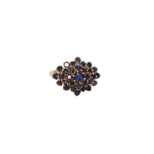 1.15 cttw Blue Sapphire Cluster Ring in 14k Yellow Gold 6.5US