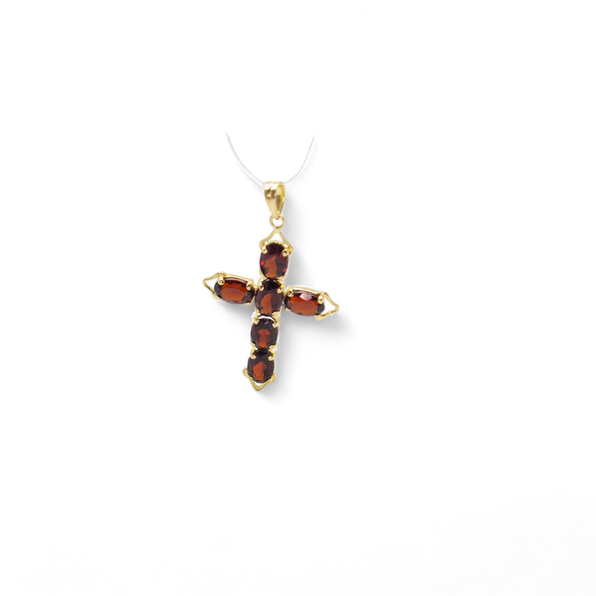 3.60 cttw. Orange Garnet Cross in 14k Yellow Gold