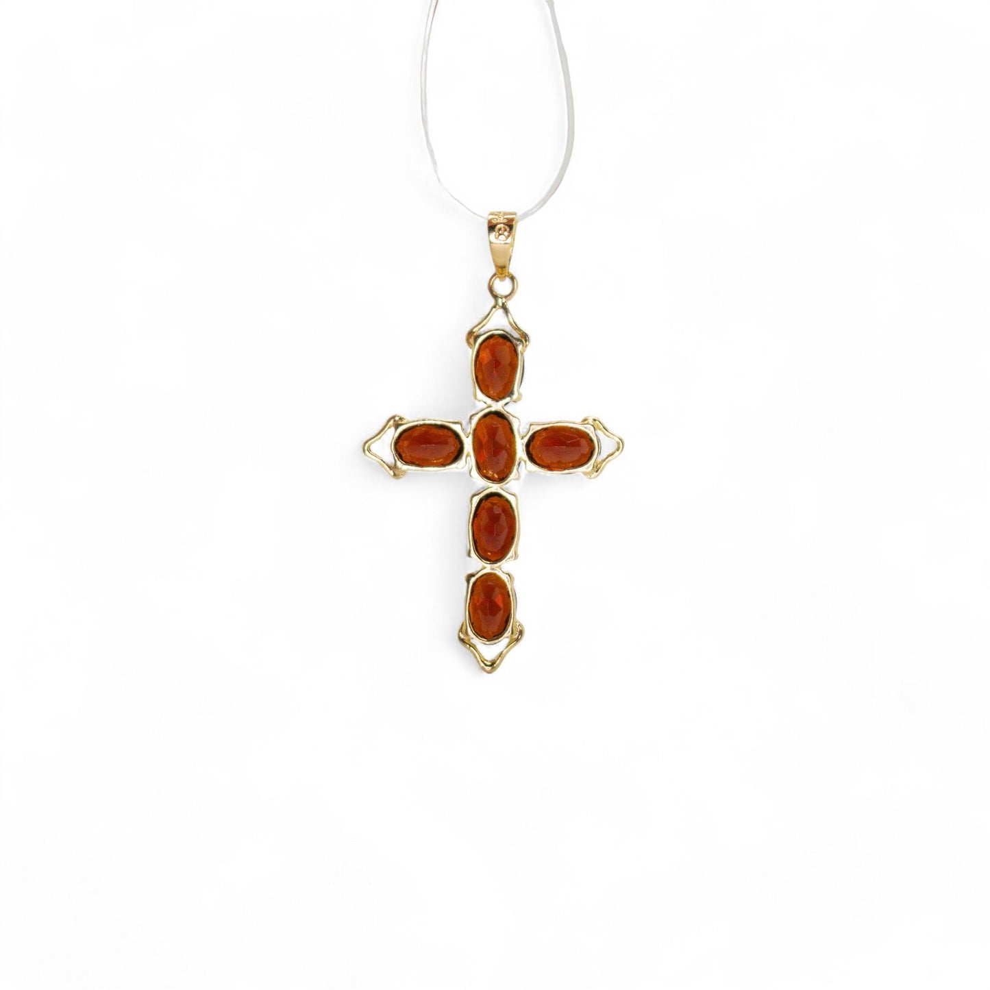 3.60 cttw. Orange Garnet Cross in 14k Yellow Gold