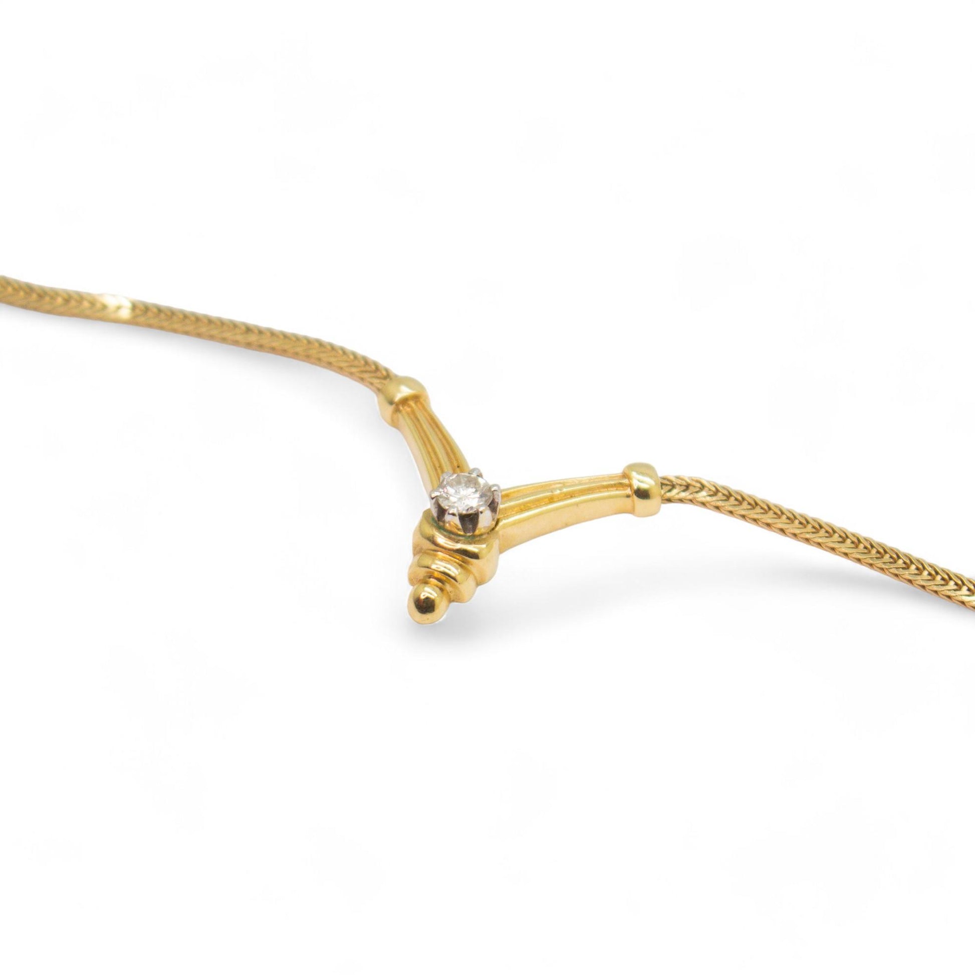 0.25 ct. White Diamond Necklace in 14k Yellow Gold Italy