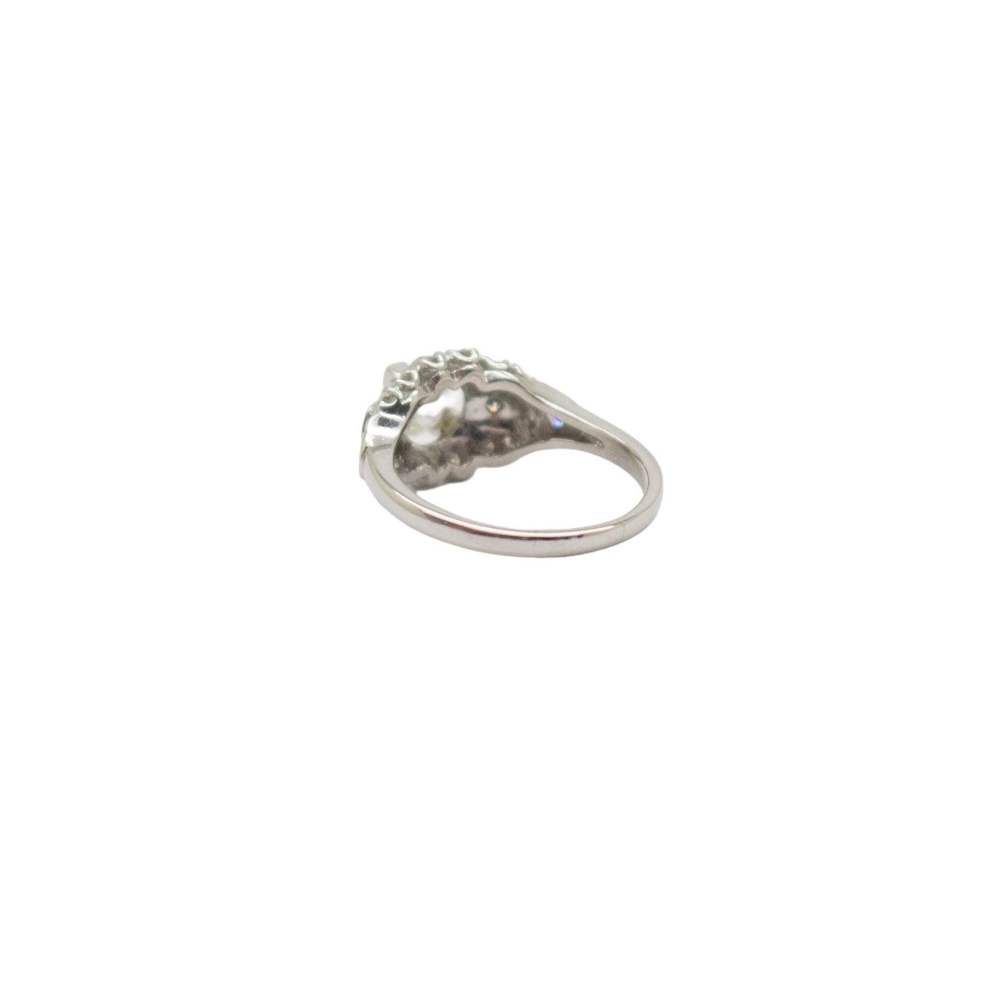 0.66 ct. Old European White Diamond in Vintage Platinum Ring 6.5US GIA