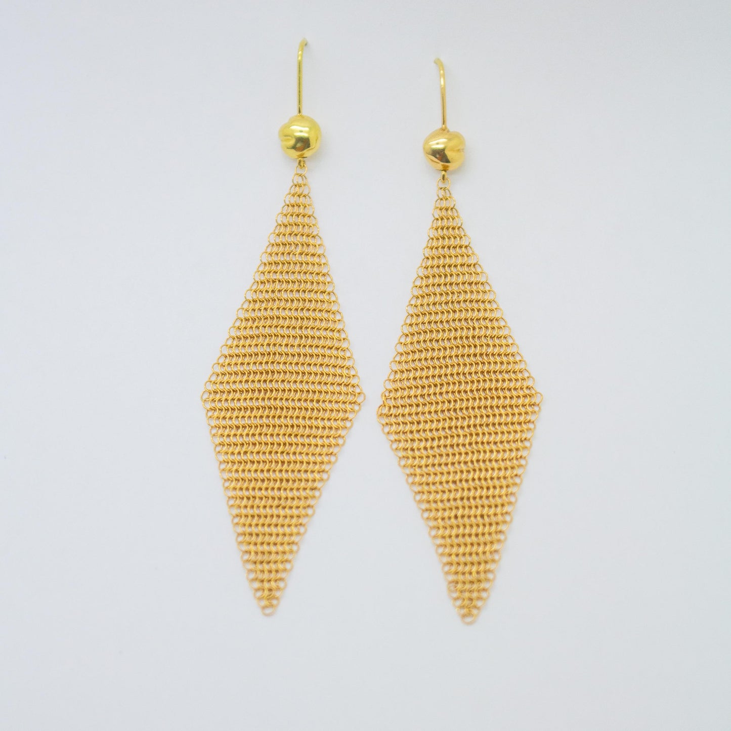 Vintage 18k Yellow Gold Tiffany & Co Elsa Parretti Mesh Earrings 6.11g