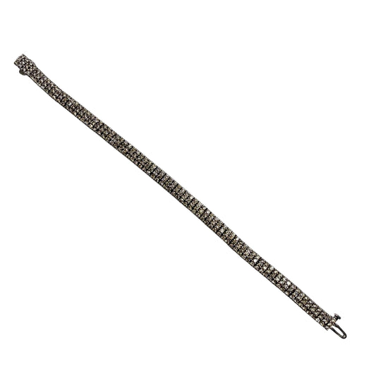 6.84cttw. White Diamond Three Row Bracelet in 14k White Gold 26.19g.