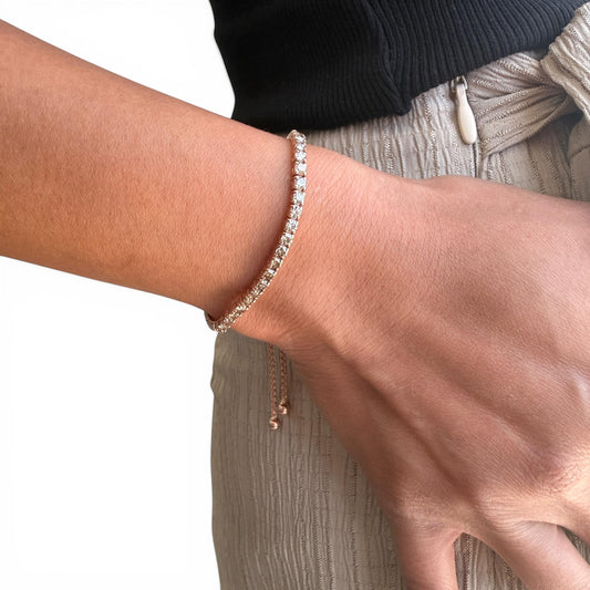 2 cttw. Diamond Adjustable Bracelet in 14k Rose Gold 8g.